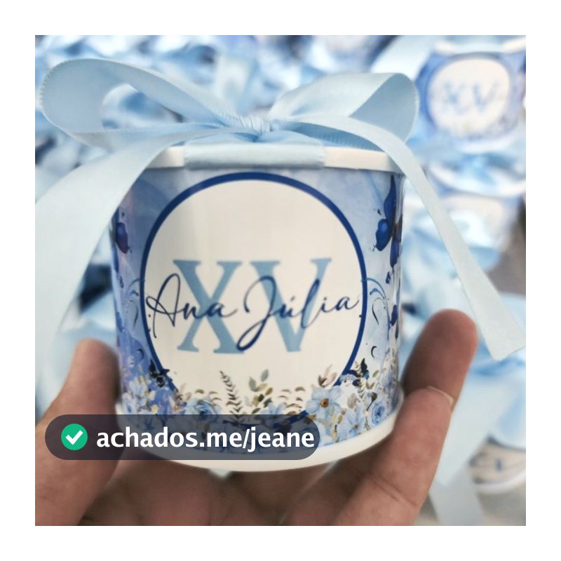Tubolata Personalizada 5x6 com Laço azul borboletas –Lembrancinha Festa Infantil, 15 Anos, debutantes, xv anos