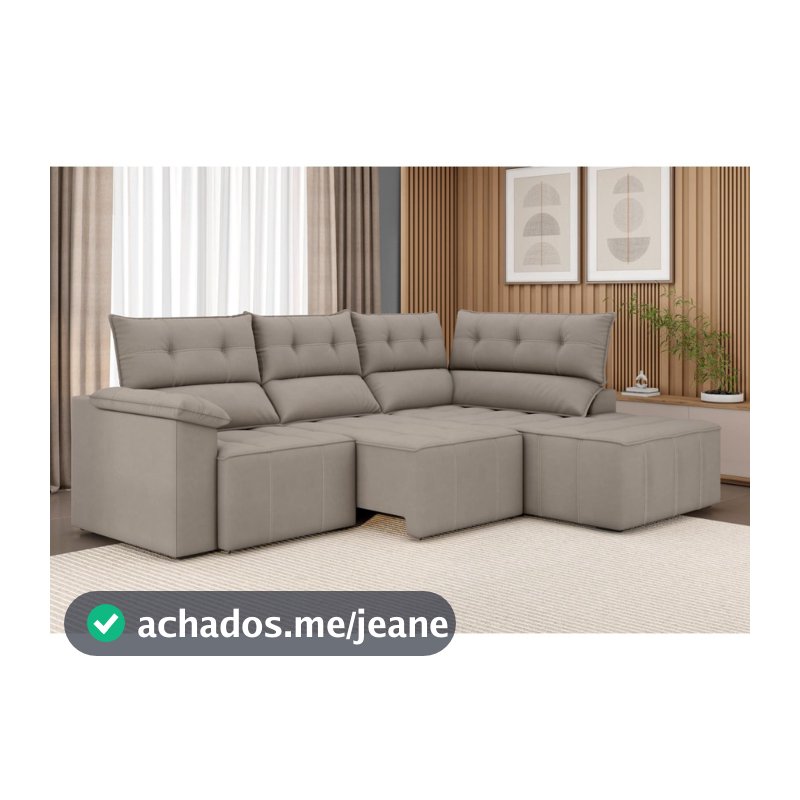 Sofá de Canto 5 Lugares Santorini 230cm Retrátil Luizzi