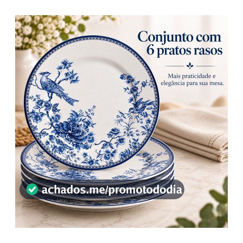 PRATO RASO CHINESES GARDEN 29 CM CAIXA C/ 6 PEÇAS