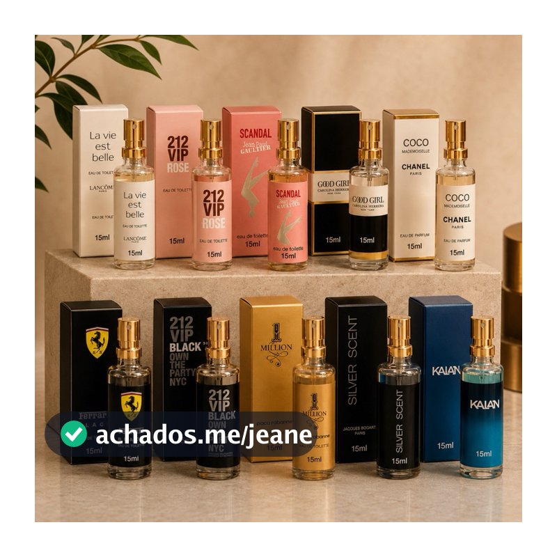 Kit 10 Mini Perfumes Femininos e Masculinos 15ml Fragrâncias Variadas Portáteis