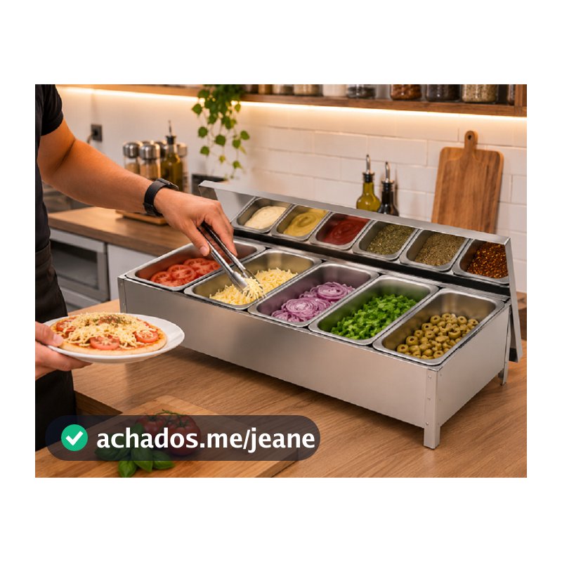 Condimentadora Inox Profissional Com 6 Cubas Alúminio 750ml