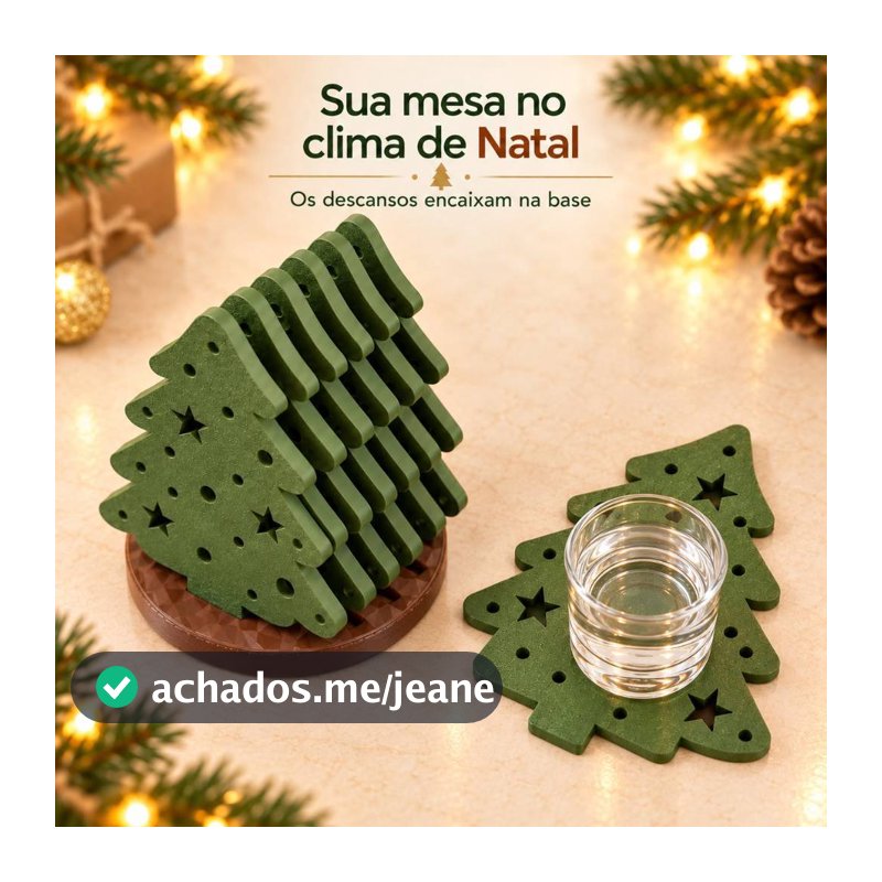 Porta Copos Natalino Árvore de Natal Kit com Suporte para Mesa Posta