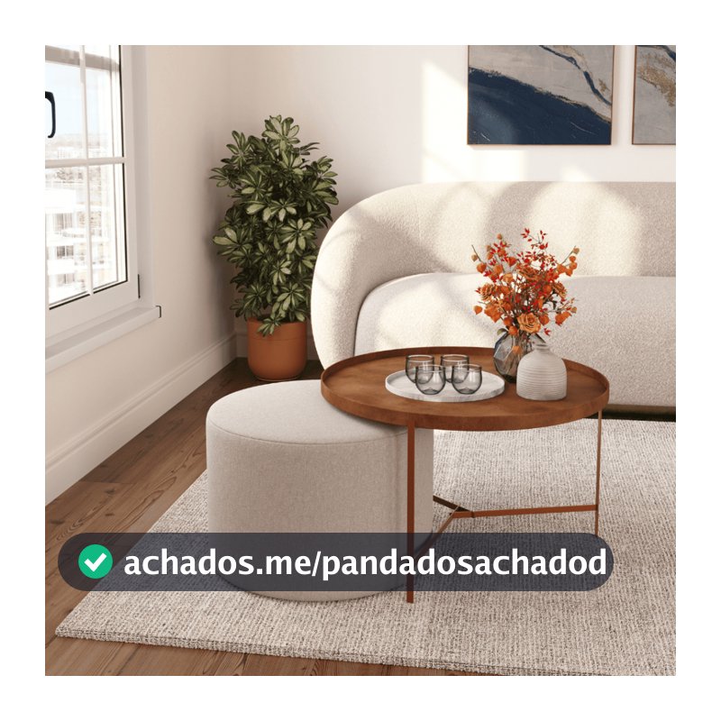 Mesa de Centro Sala Couro e Ferragem Decorativo Para Sala Pés De Ferro