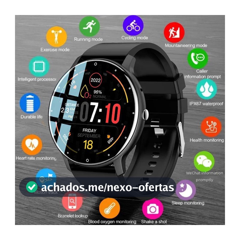 Novo Smartwatch Relógio Inteligente Assistente De Voz Bluetooth Chamada À Prova D'água Homens Mulheres Fitness Esportivo