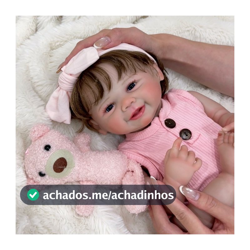 Bebê Reborn 48cm Menina Silicone Olho Azul com Acessórios Presente de Aniversário
