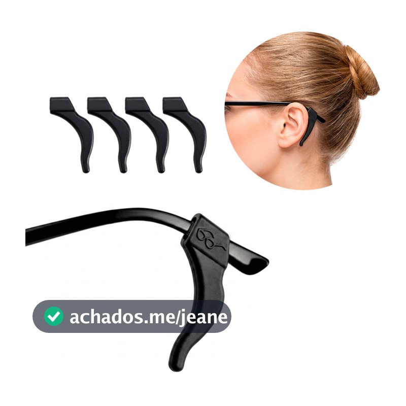 Kit 4 Ganchos de Orelha para Óculos em Silicone Antiderrapante Confortável e Ajuste Seguro