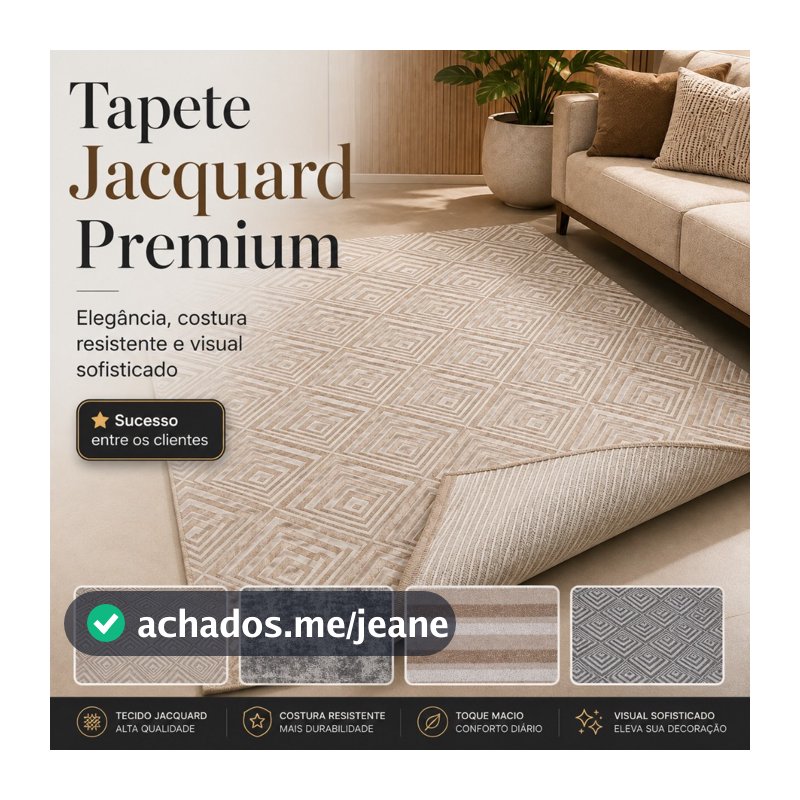Tapete Jacquard Sala Antiderrapante Macio Lavável Antialérgico Decorativo Vários Tamanhos