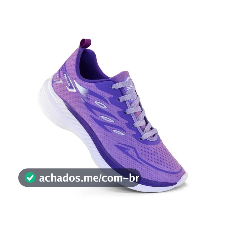 Tenis Feminino Escolar Academia Original FREEDOM Corrida Caminhada Lançamento LILAS VIOLETA