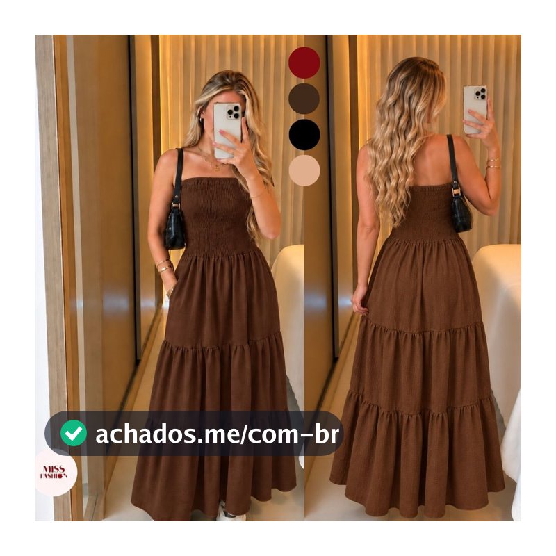 Vestido Longo Liso de Festa Tomara que Caia com Lastex Liso em Linho Verão Réveillon