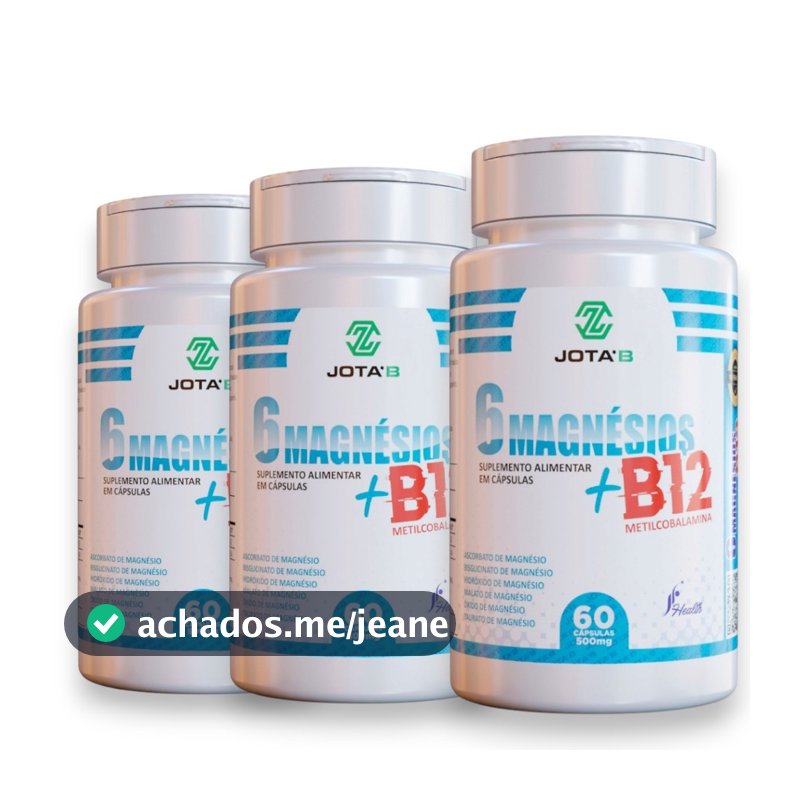 Suplemento 6 Magnésios com Vitamina B12 Metilcobalamina 60 Cápsulas - Envio Imediato