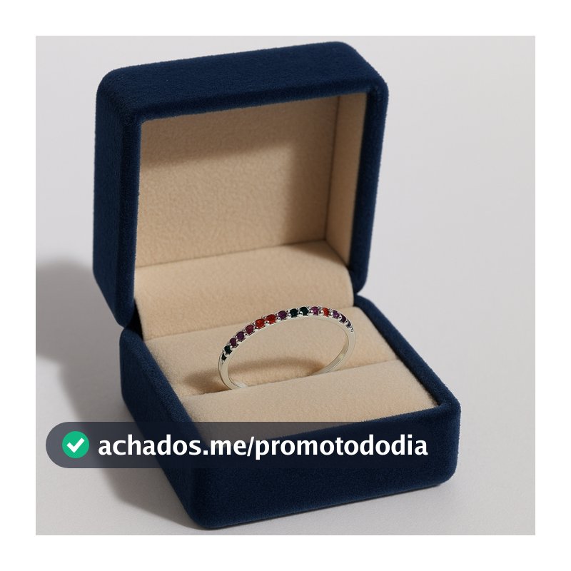 Anel De Prata 925 Anel Pedras Colorida - Anel Feminino Prata 925 Original Anel Aparador Meia Aliança