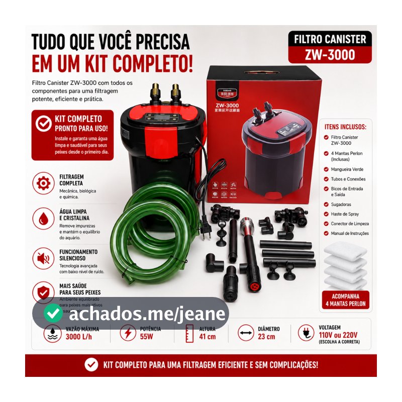 Filtro Canister P/ Aquário Sunsun ZW-3000 c/ UV 9w - 3000 L\h