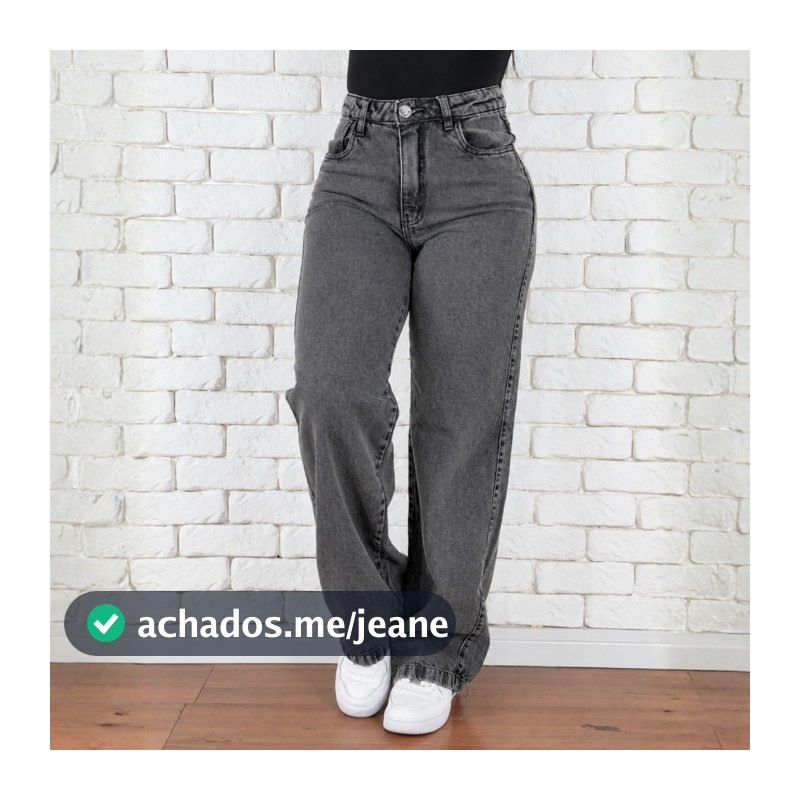 Calça Jeans Feminina Wide Leg Premium Cintura Alta Levanta Bumbum