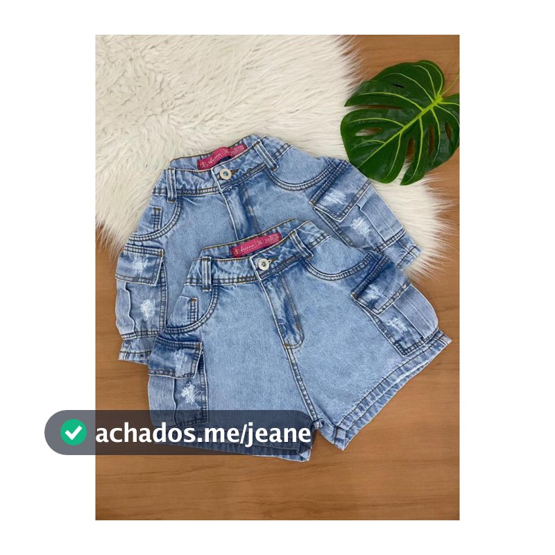 SHORT JEANS FEMININO ARIENE JEANS 100% CINTURA ALTA