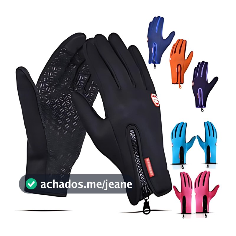 Luva Térmica Reforcada Antiderrapante  para Moto e Bike Touch Screen Resistente à Água Unissex
