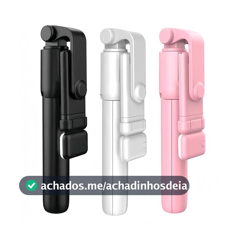 Bastão de Selfie Tripé 2 em 1 com Controle Remoto e Luz LED para Fotos e Vídeos