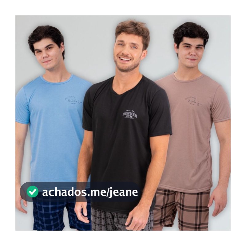 Kit 3 Pijamas Masculinos de Verão Leves Confortáveis P ao GG