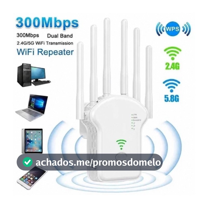 Repetidor Wifi 300 Mbps 6 Antenas Roteador Amplificador De Sinal Modem