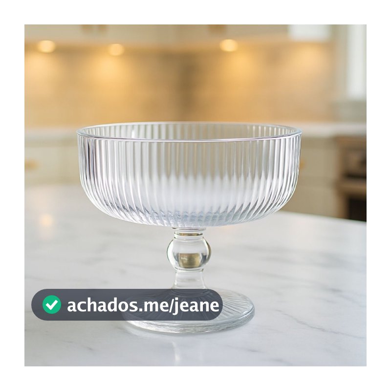 Jogo 6 Taça Sobremesa Vidro Sorvete Açai 330ml Canelado Luxo