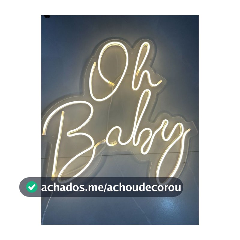 Luminária Led Neon de Acrílico Cristal "Oh Baby" 50cm
