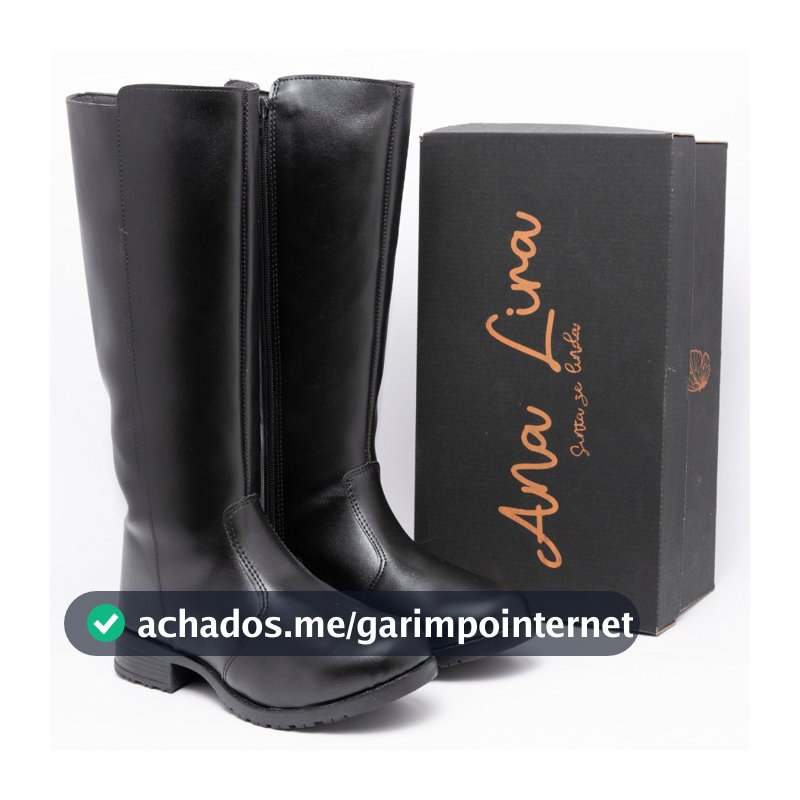 Bota Feminina Cano Longo Over Panturrilha Ziper Outono Inverno Ana Lira