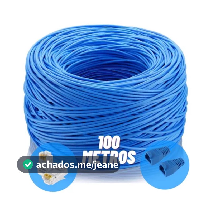 Cabo de Rede De Cftv 100 Metros Multicameras 4 Pares Alarme Com Conectores e capinhas