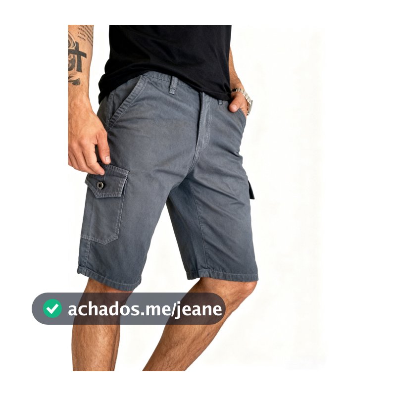 Bermuda Masculino Cargo com 6 Bolsos Sarja