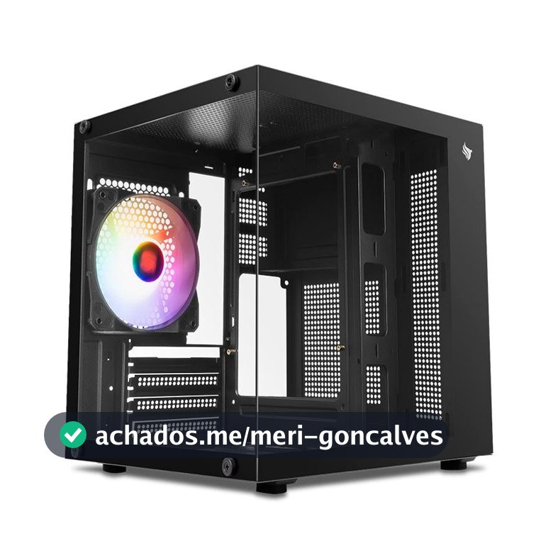 Gabinete Gamer Aquário Pichau Atom, Mini-Tower, Lateral de Vidro, Com 1 Fan, Preto, PG-ATOM-BK
