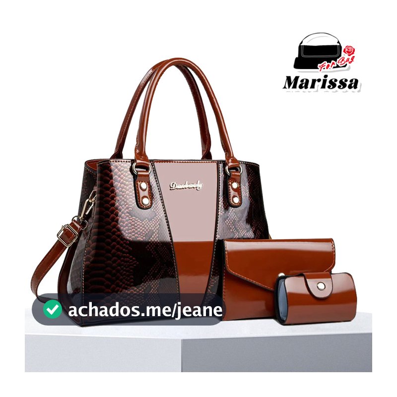 Marissa Bolsa Grande Com Carteira Estampa Cobra  Em Verniz RRR3