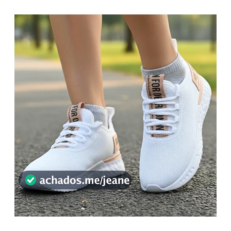 Tênis branco Feminino Esportivo Academia Caminhada Corrida dia a dia