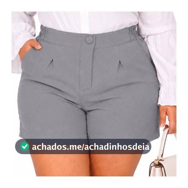 Short Plus Size Feminino Alfaiataria Moda Plus Size Verão Short Elegante  Botão Forrado
