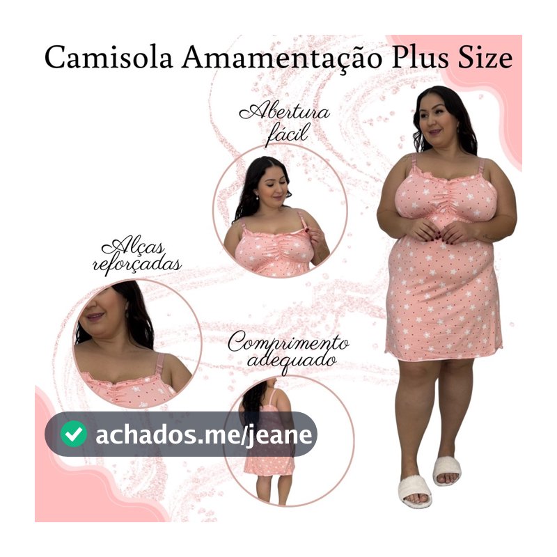 Camisola Plus Size Suede 48 50 52 Carol