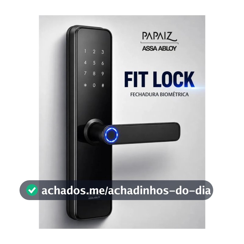 Papaiz Fechadura Digital Eletrônica Biometria Senha com Maçaneta Biometrica Fit Lock Preta