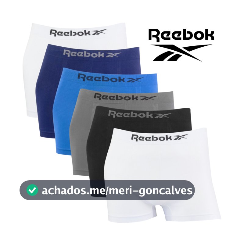Kit 6 Cuecas Boxer Reebok Masculina Original Lisa Microfibra