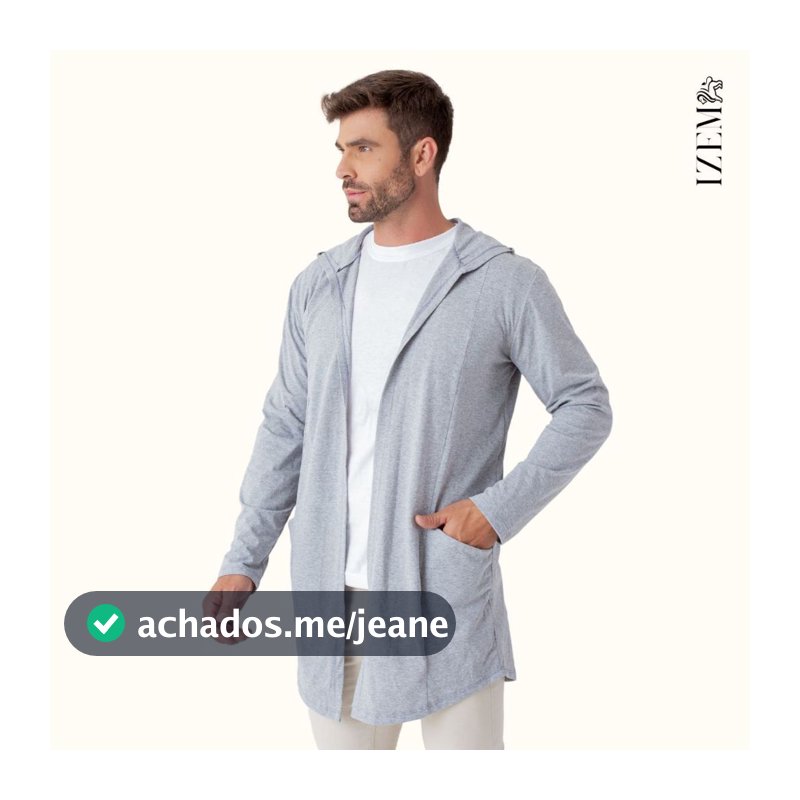 Cardigan Masculino Sobretudo Blazer Estiloso Comprido Casaco Longo com Capuz