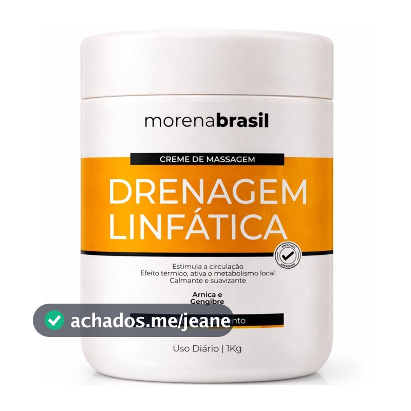 🧡 Creme De Massagem Drenagem Linfática – Morena Brasil | 1kg - Estimula A Circulação Sanguínea E Linfática