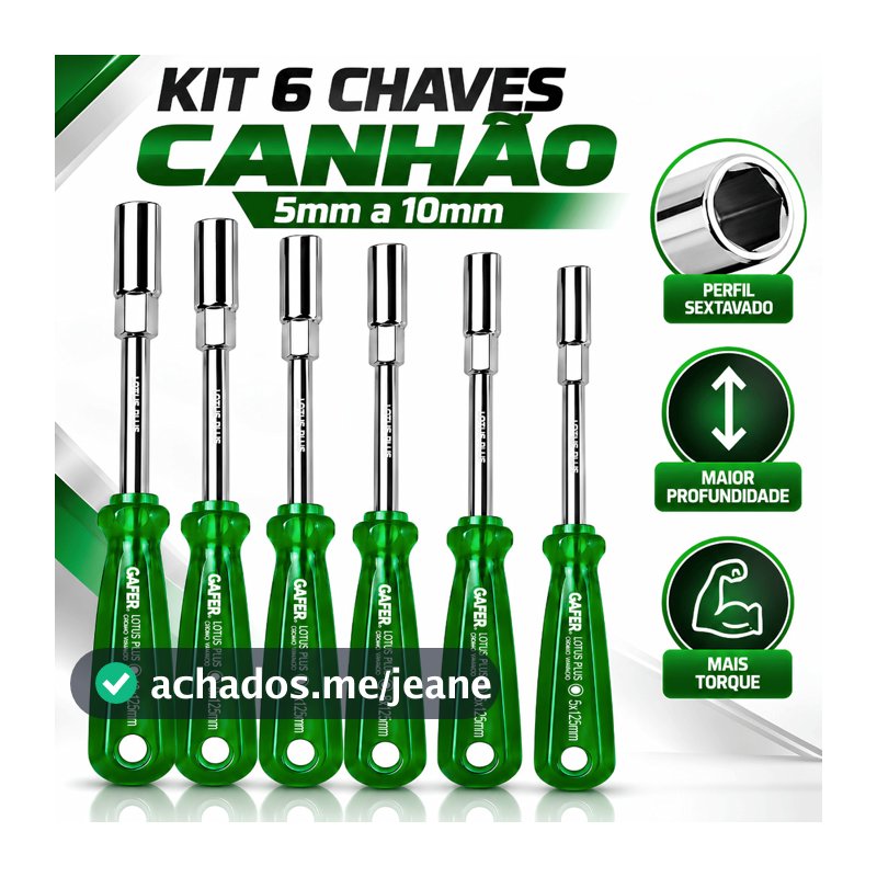 Kit Jogo Chaves Canhão Sextavado 5 a 14mm Aço Cromo Vanádio Cr-V Profissional Ferramentas 4,5 e 6pçs