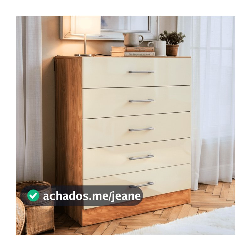 Cômoda 5 Gavetas Cinamomo Grande p/ Quarto Móvel Gaveteiro Organizador de Roupas - Blue Moby
