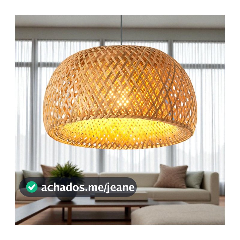 Luminária de Teto Lustre Pendente Bambu Malibu Rústico Redondo Lustre Cozinha Sala Área Gourmet