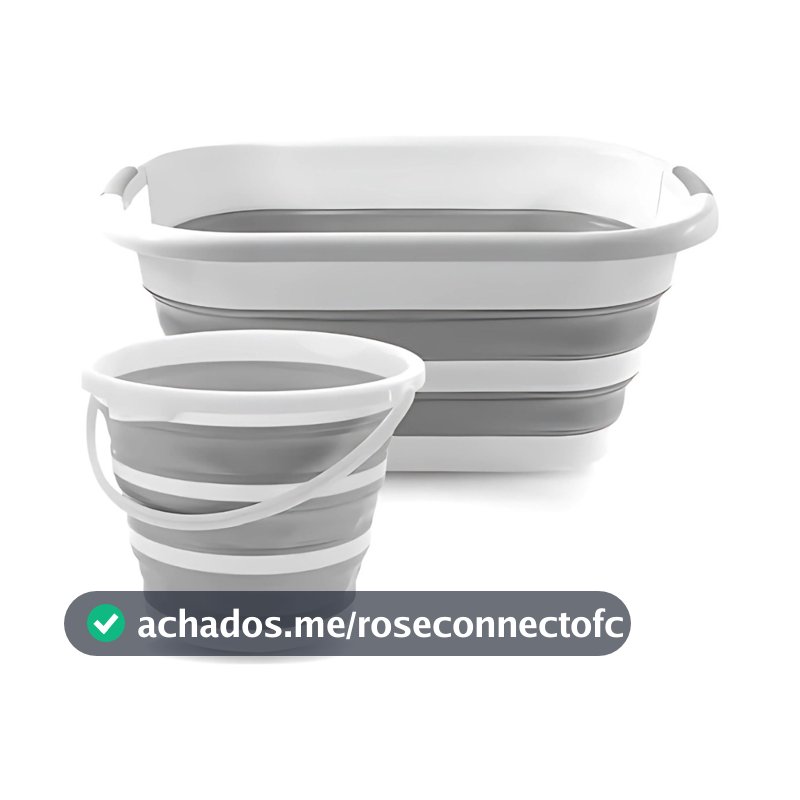 Balde Dobrável Retrátil em Silicone Flexível 26L e 10L – Formato Retangular, Ideal para Limpeza e Organização e Camping