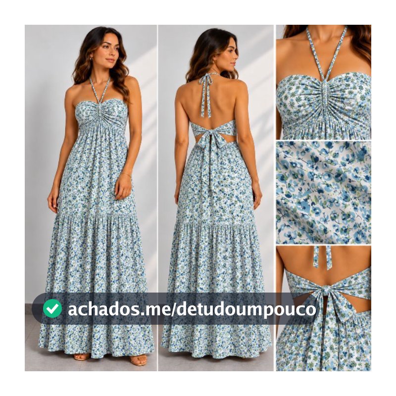 Vestido Longo Floral Camponesa Verão Com Bojo Tam 38/44 Amarração drapeado