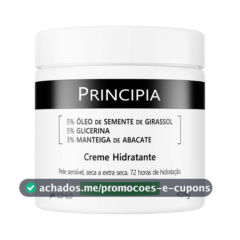 Creme Hidratante 5% Óleo de Semente de Girassol + 5% Glicerina + 3% Manteiga de Abacate Principia CH-02 com 454g