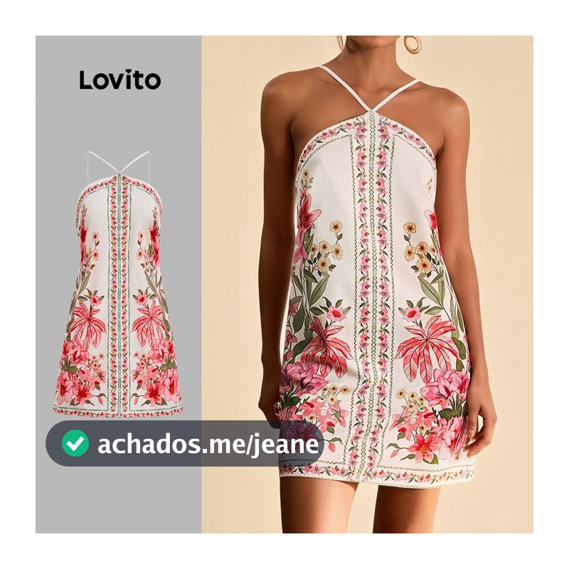 Lovito Vestido Boho Diário Lazer Férias Primavera/verão Com Ombros À Mostra Amarração Nas Costas Para Mulheres LBL32181