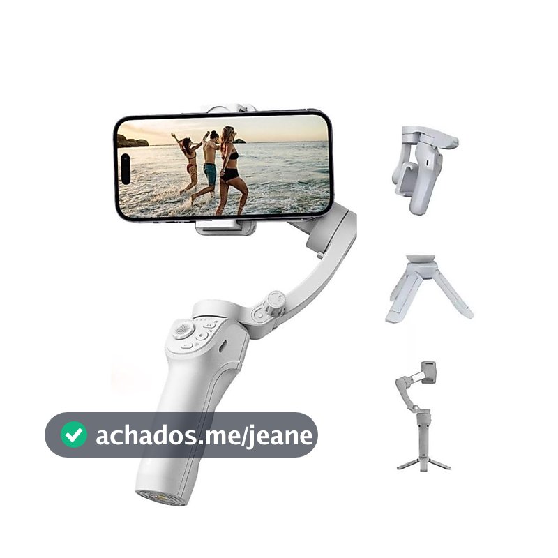 Estabilizador de Celular Portátil Gimbal Facial IA Tripé Dobrável Profissional Vídeos 3 Eixos