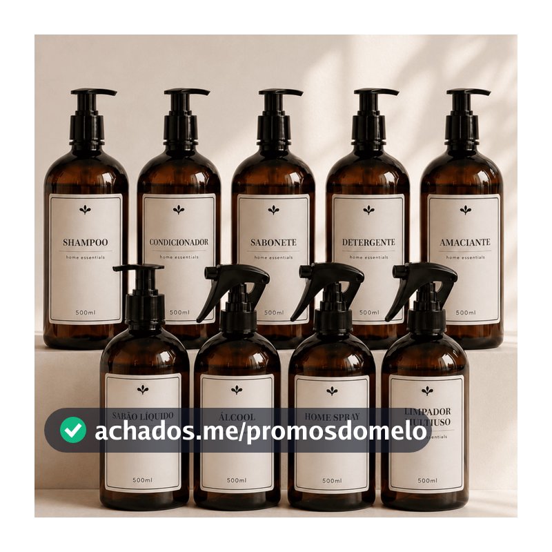 Kit casa completa - frascos âmbar organizadores 500ml