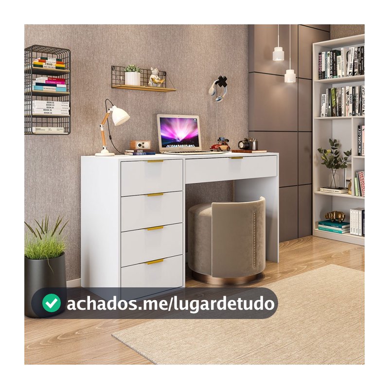 Mesa Escrivaninha Vita 5 Gavetas - Pnr Móveis