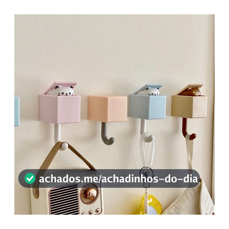 Gancho Adesivo de Parede Porta Chave Gatinho/Ursinho/Patinho/Ratinho