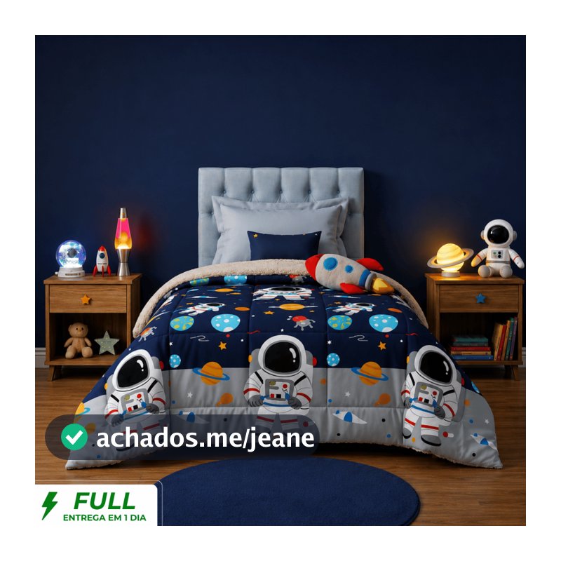 Coberdrom Cobertor Infantil Astronauta Solteiro Sherpa Plush Blend 3 Camada Macio Quentinho Cacintex