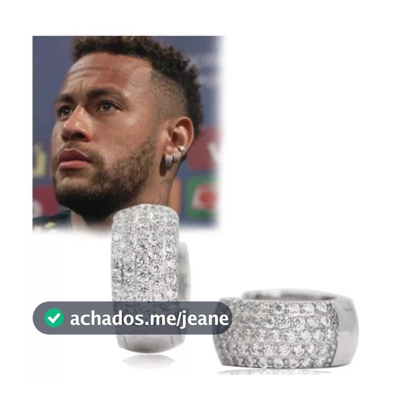 Brinco argola prata cravejada Neymar  zircônia masculino par de brincos