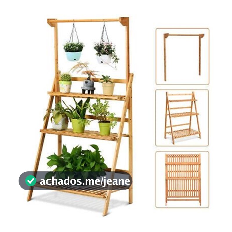 Organizador De Plantas Suporte De Vasos Ideal P/ Apartamento Suculentas Cactos Varanda e Sacadas